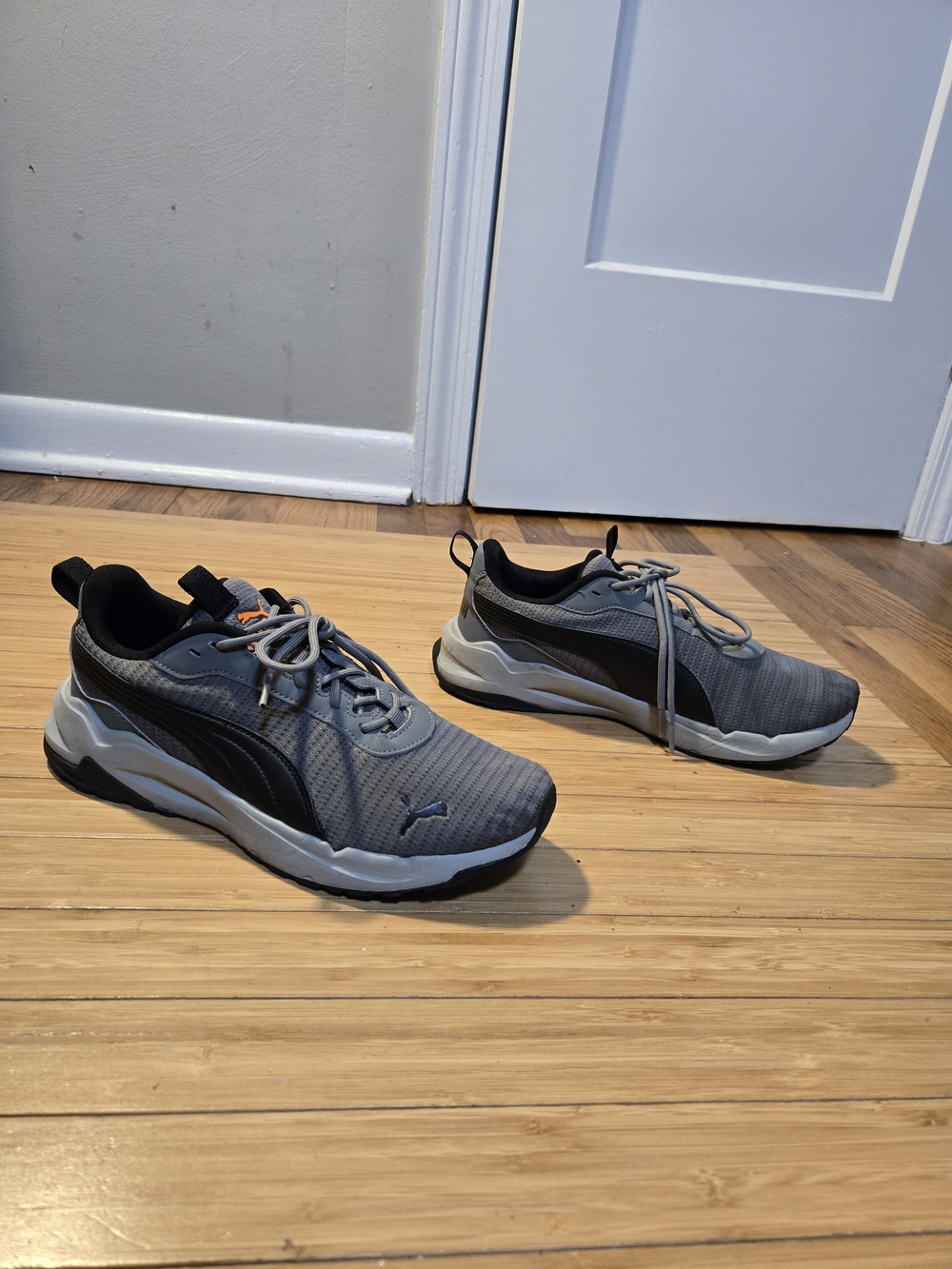 Puma Gray and Black Mesh Trainer Sneakers